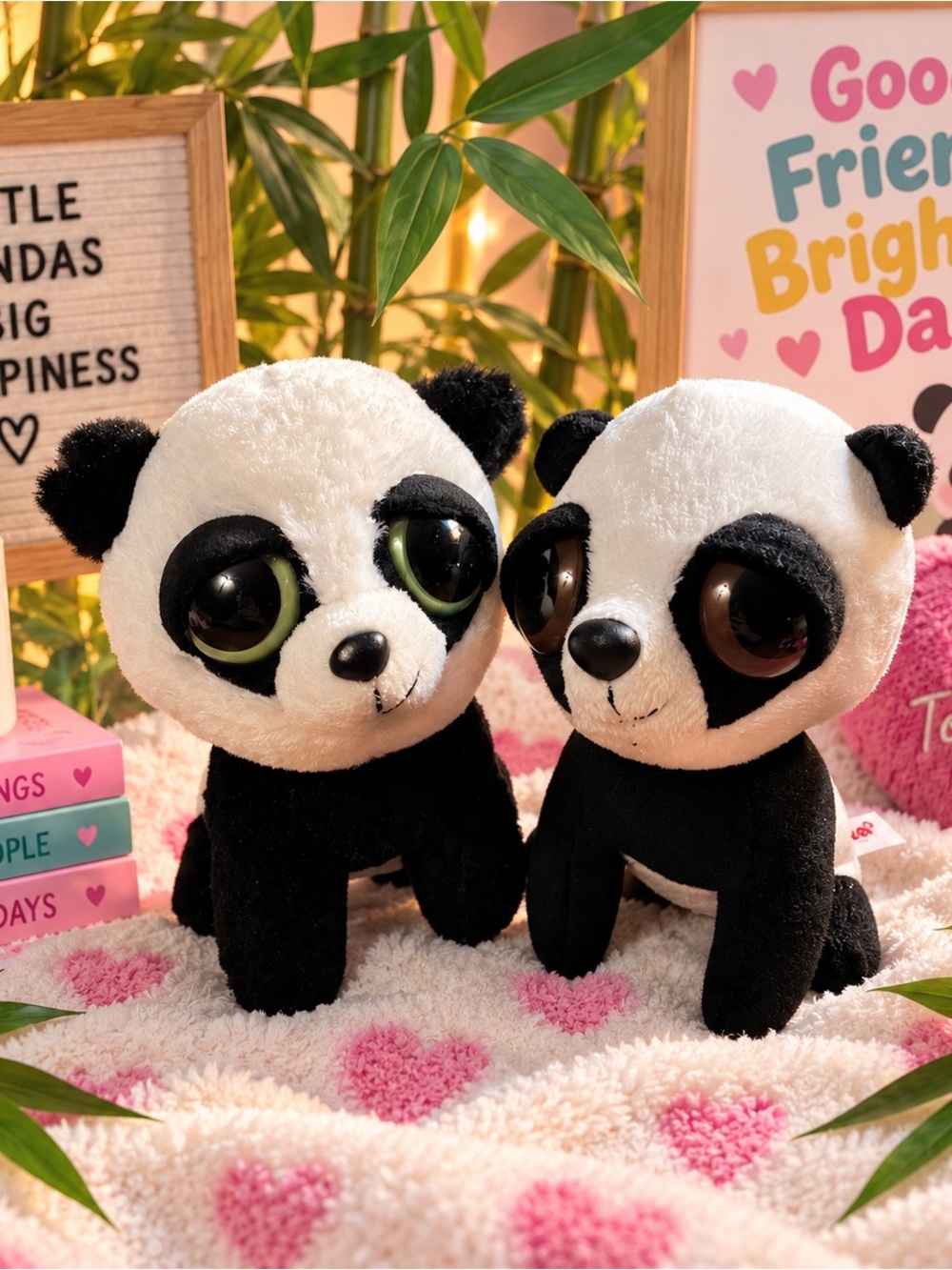 Aurora World Dreamy Eyes Panda Plush Stuffed Animal Lot of 2